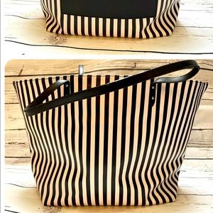 VICTORIA'S SECRET Tote Beach Bag PINK/BLACK striped -